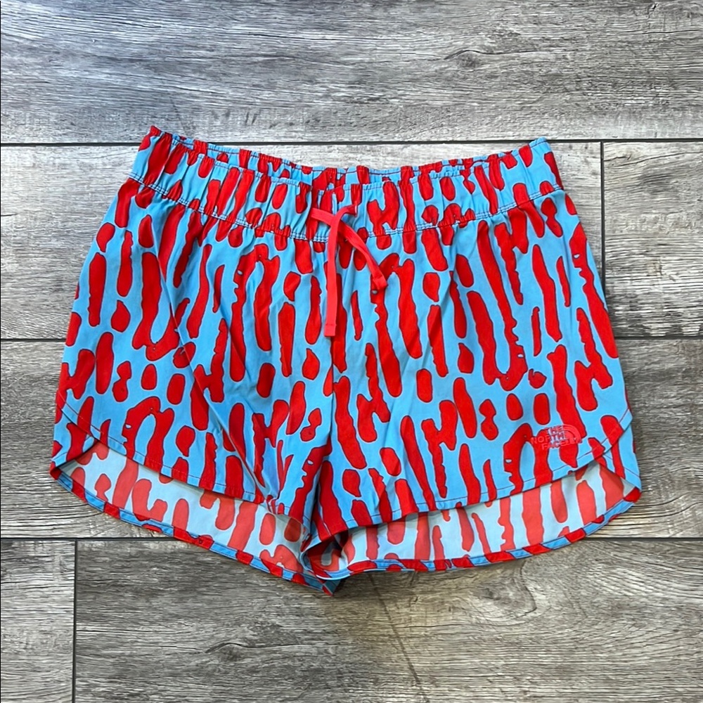 The North Face Athletic Red and Blue Geometric Shorts